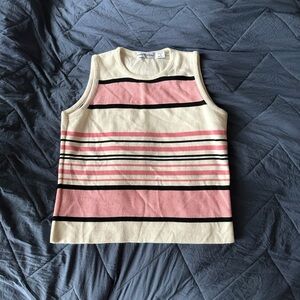 Striped Pink and Cream Sleeveless Top